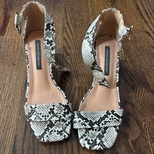 French Connection Black and White Snakeskin Heels